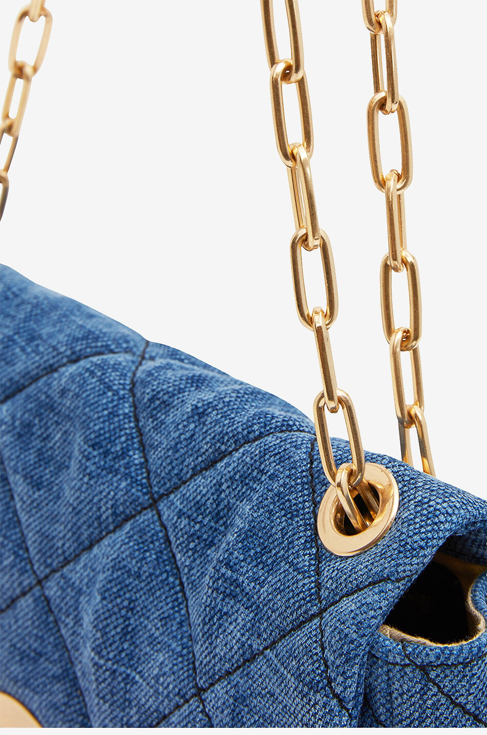 VANESSA BRUNO Sac porté épaule matelassé en lin Moon Femme BLEU 4