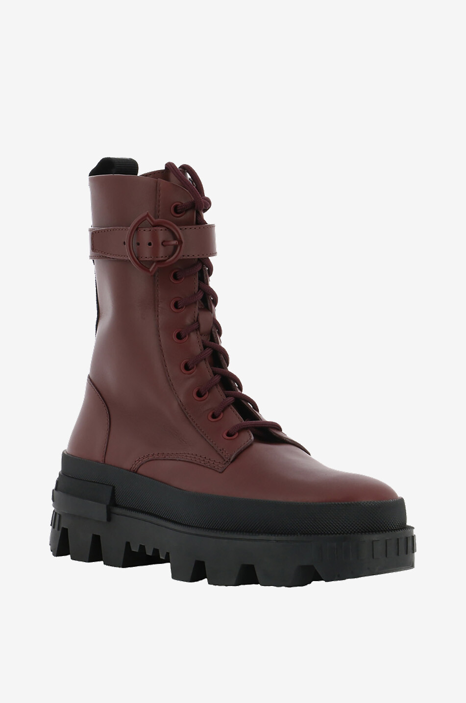 MONCLER Carinne lug sole leather lace-up ankle boots Women DARK RED 1