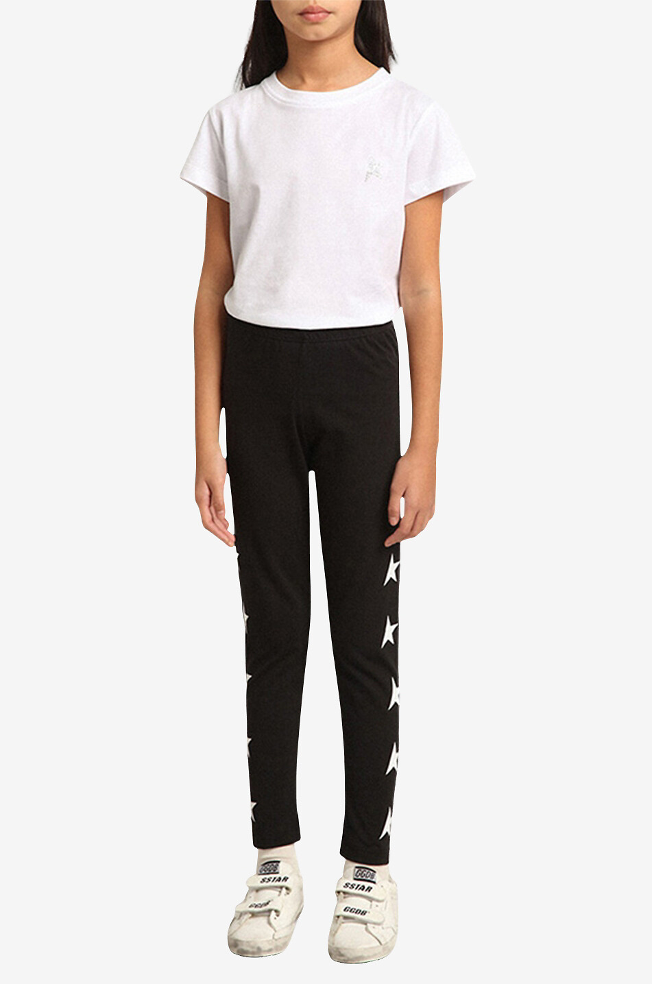 GOLDEN GOOSE Star girl's jersey leggings Girl BLACK 4