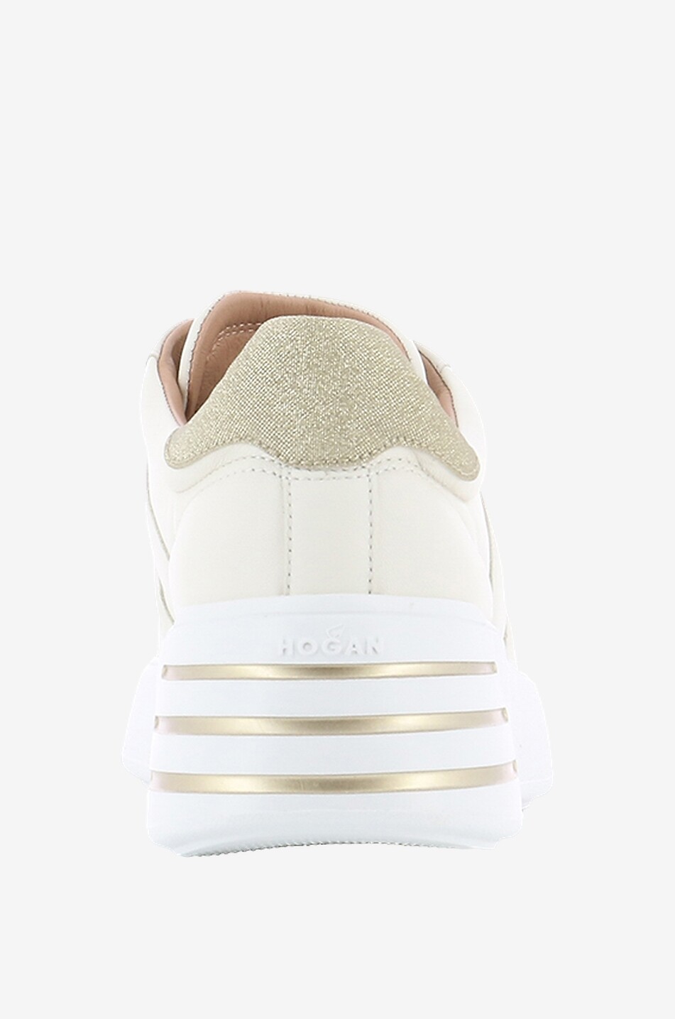 HOGAN Flache Schnürsneakers aus Leder Rebel Damen WEISS 4
