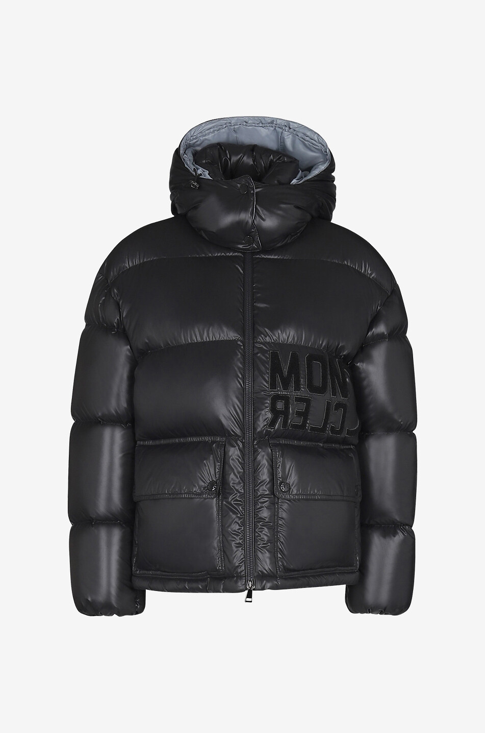 Moncler logo hooded down jacket hotsell