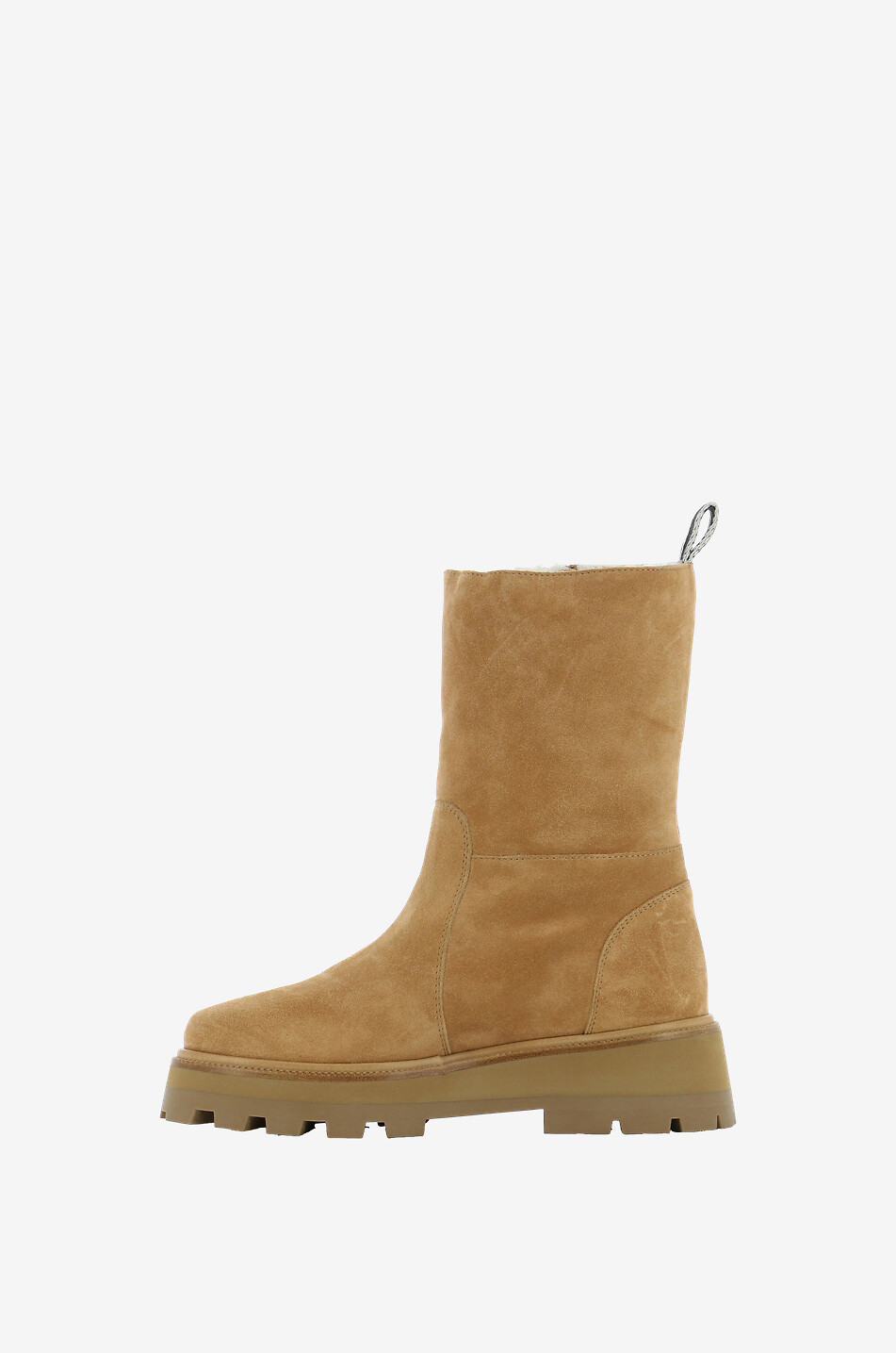 JIMMY CHOO Shearling-gefütterte Stiefeletten aus Wildleder Bayu Flat 50 Damen Mittle beige 3