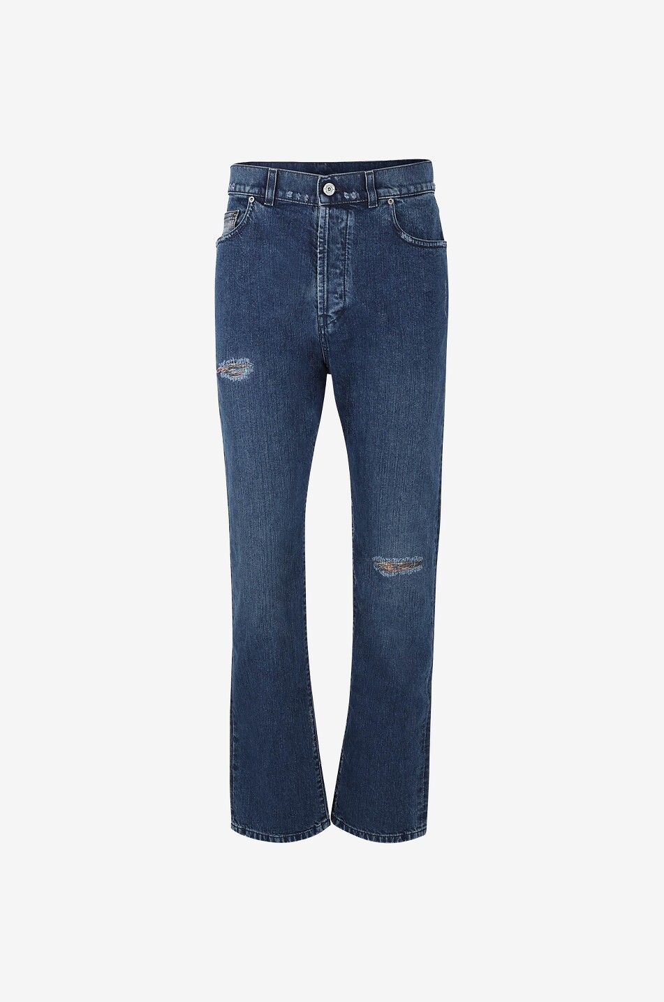 Gerade Used-Look-Jeans mit Faden-Patchs