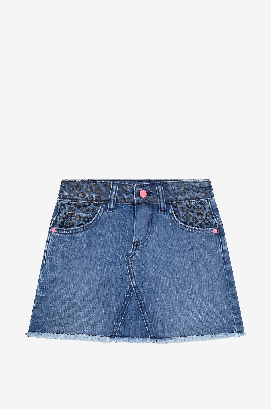 Minijupe fille en denim effiloché