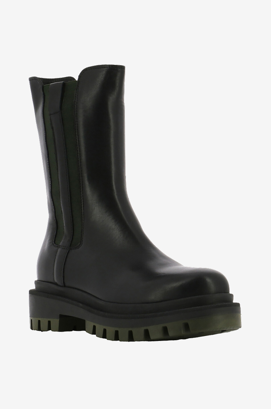 Bottines en cuir lisse à détails contrastés Tomaia