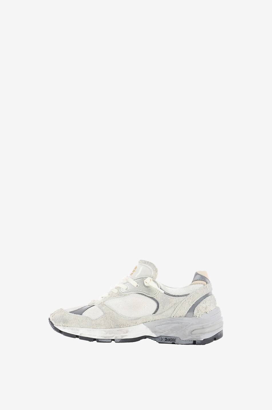 GOLDEN GOOSE Baskets en résille et daim Dad-Star Femme BLANC CASSE 3