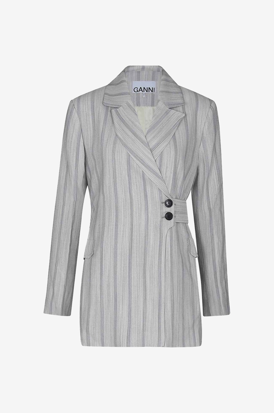 Wickelblazer aus gestreiftem Rayon