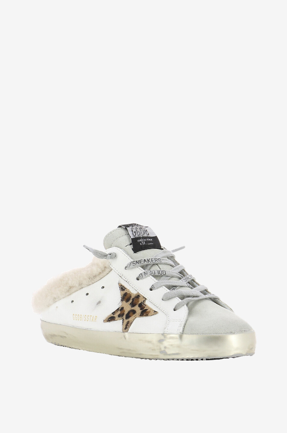 GOLDEN GOOSE Mules en cuir et peau lainée Super-Star Femme BLANC 1