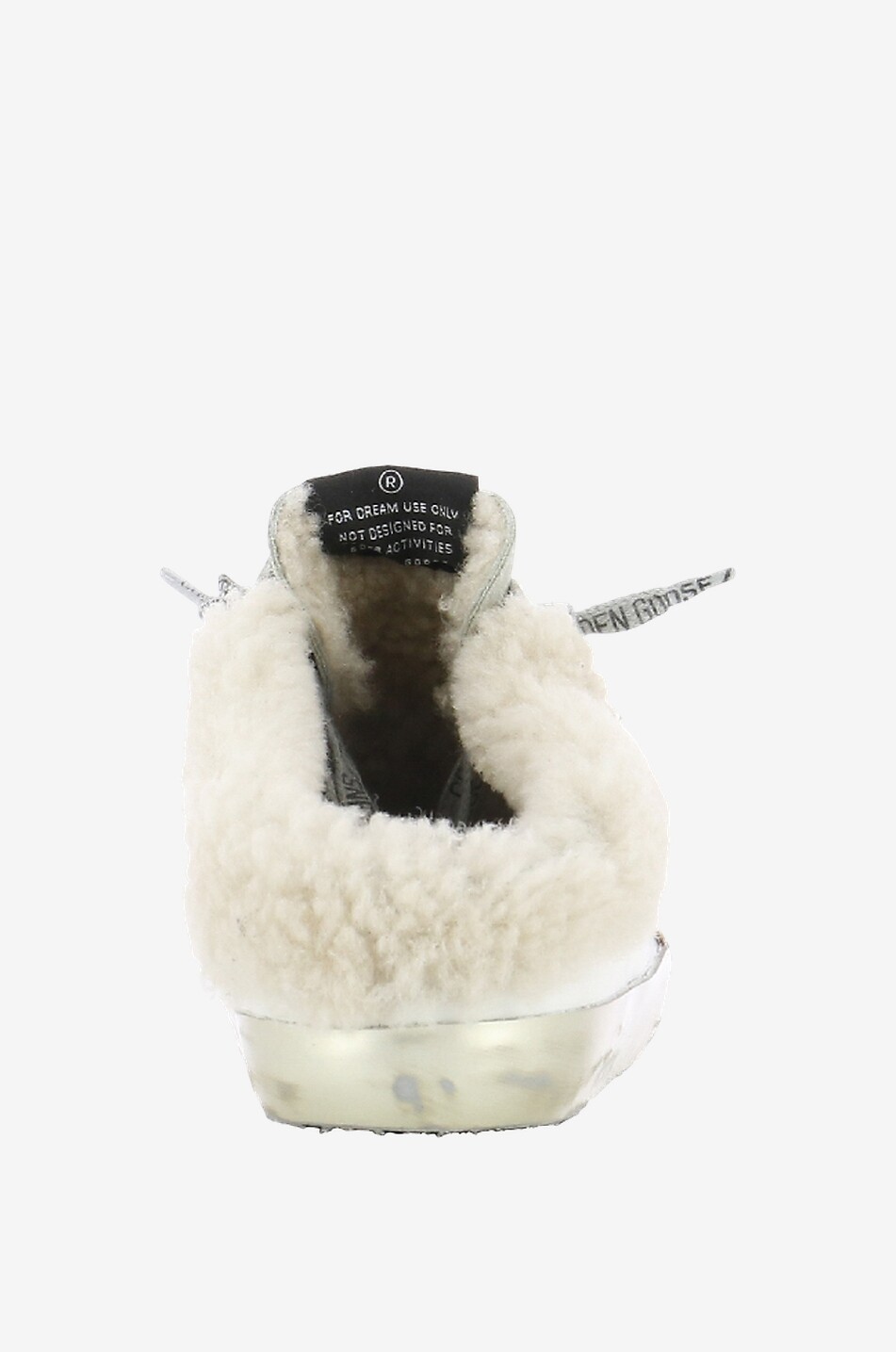 GOLDEN GOOSE Mules en cuir et peau lainée Super-Star Femme BLANC 4