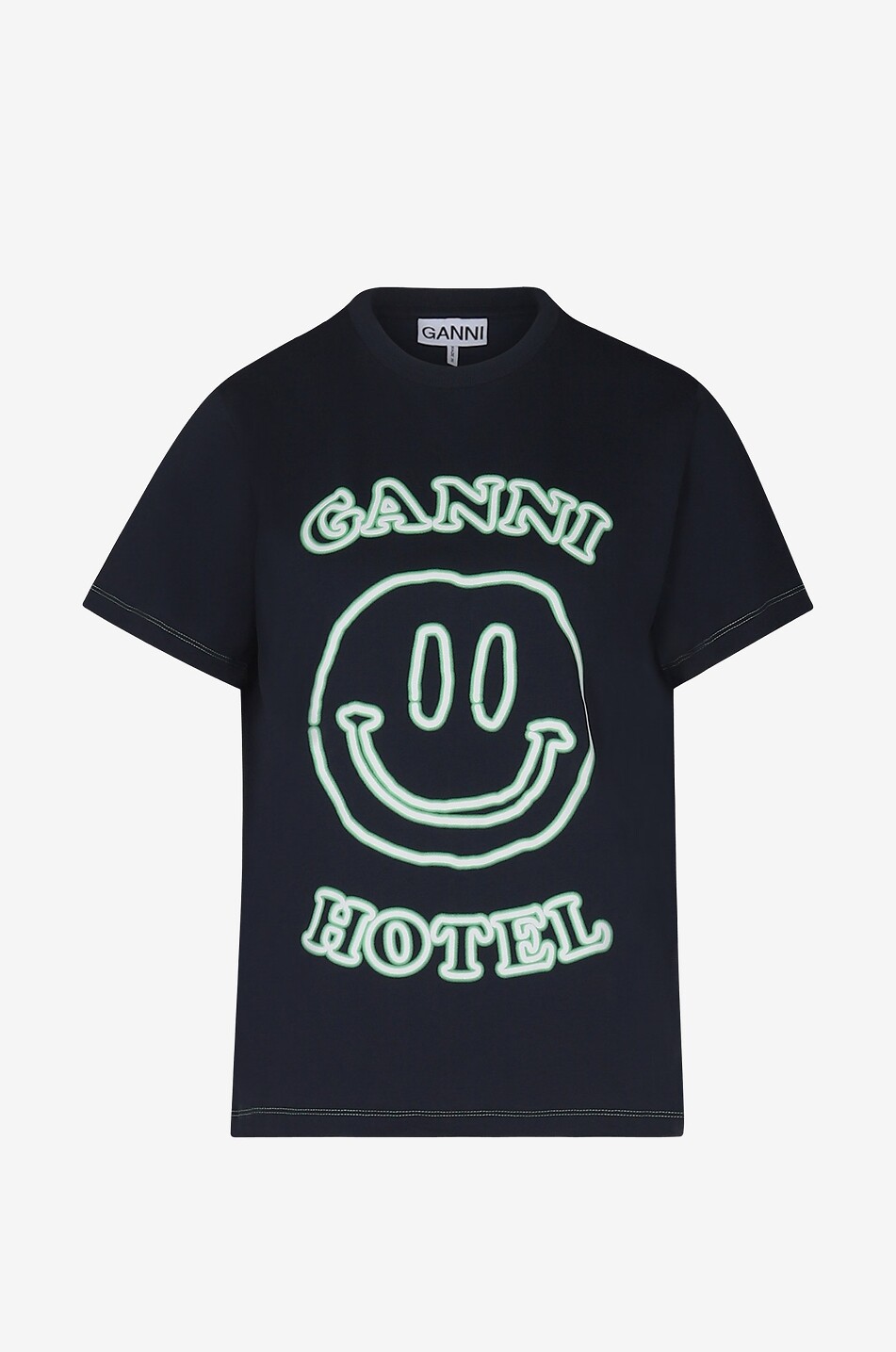 GANNI T-shirt en coton bio Ganni Hotel Femme BLEU FONCE 1