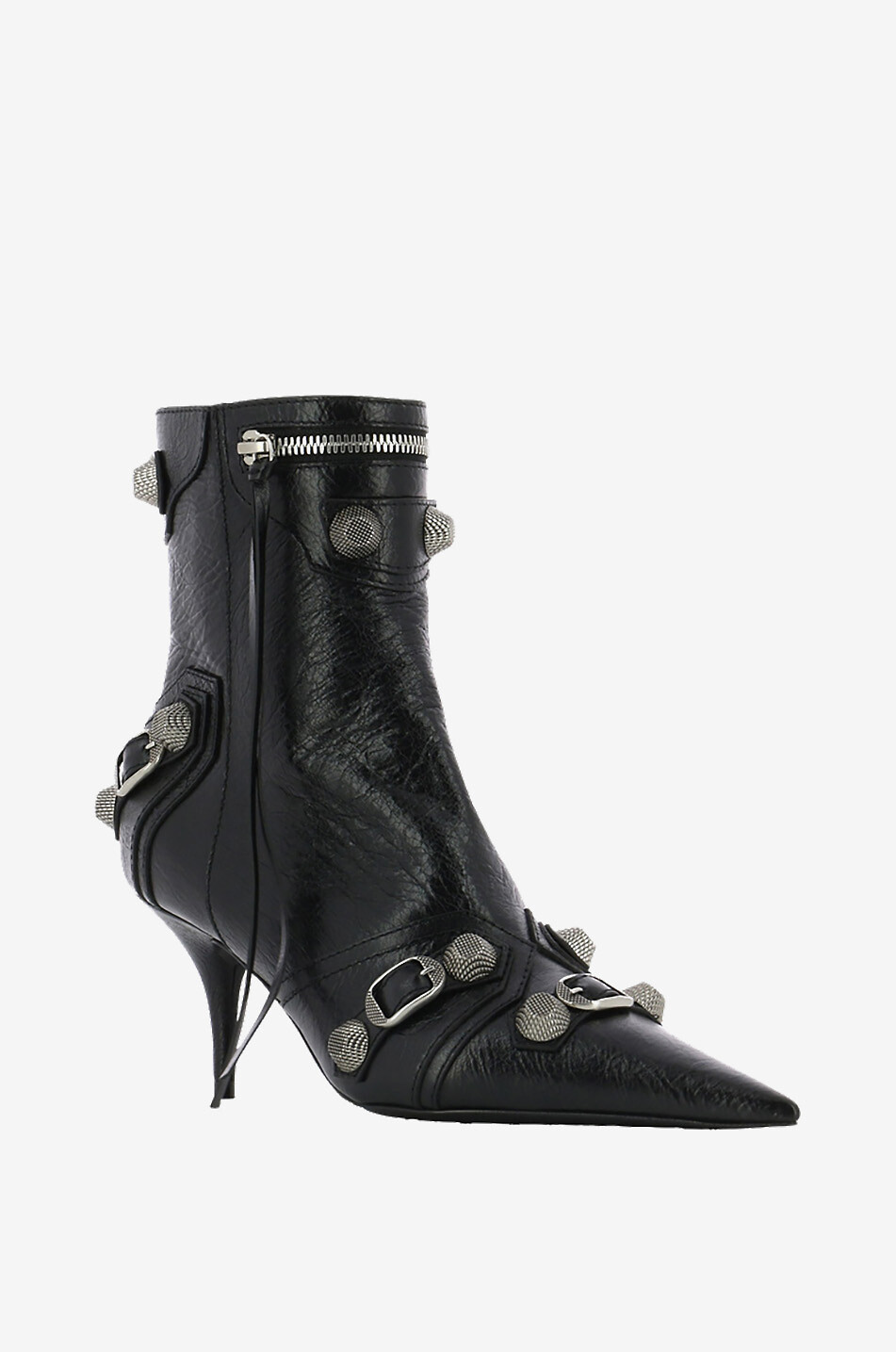 BALENCIAGA Bottines en cuir aréna à talon aiguille Cagole 70 Femme NOIR 1
