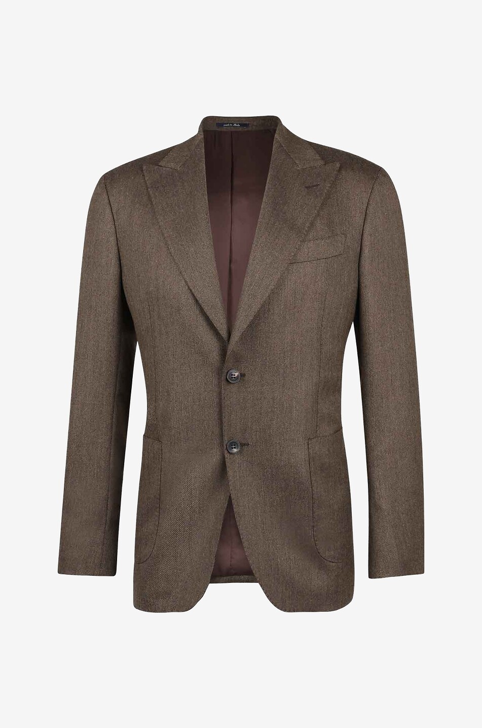 BONGÉNIE Einreihiger Blazer mit Fischgrägentmotiv Herren MITTELBRAUN 1