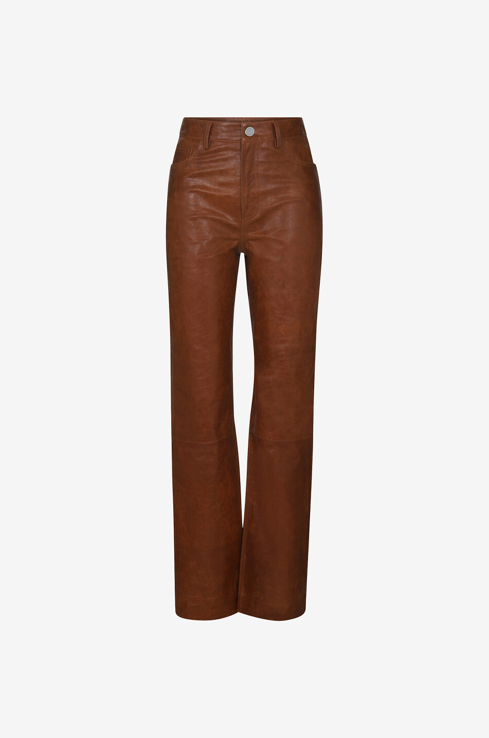 Lynn straight-leg high-rise leather trosuers