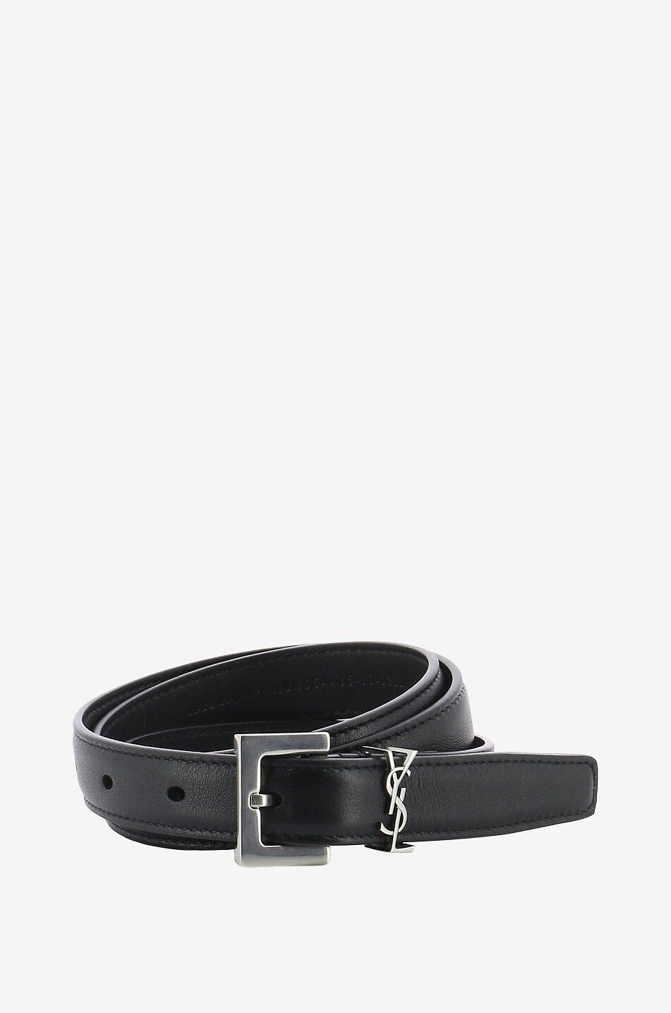 Monogram narrow calfskin leather belt - 2 cm - SAINT LAURENT PARIS -  Bongénie