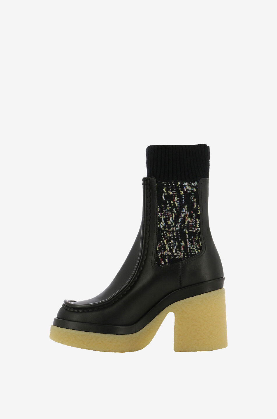 Plateau-Stiefeletten aus Glattleder und Strick Jamie 55