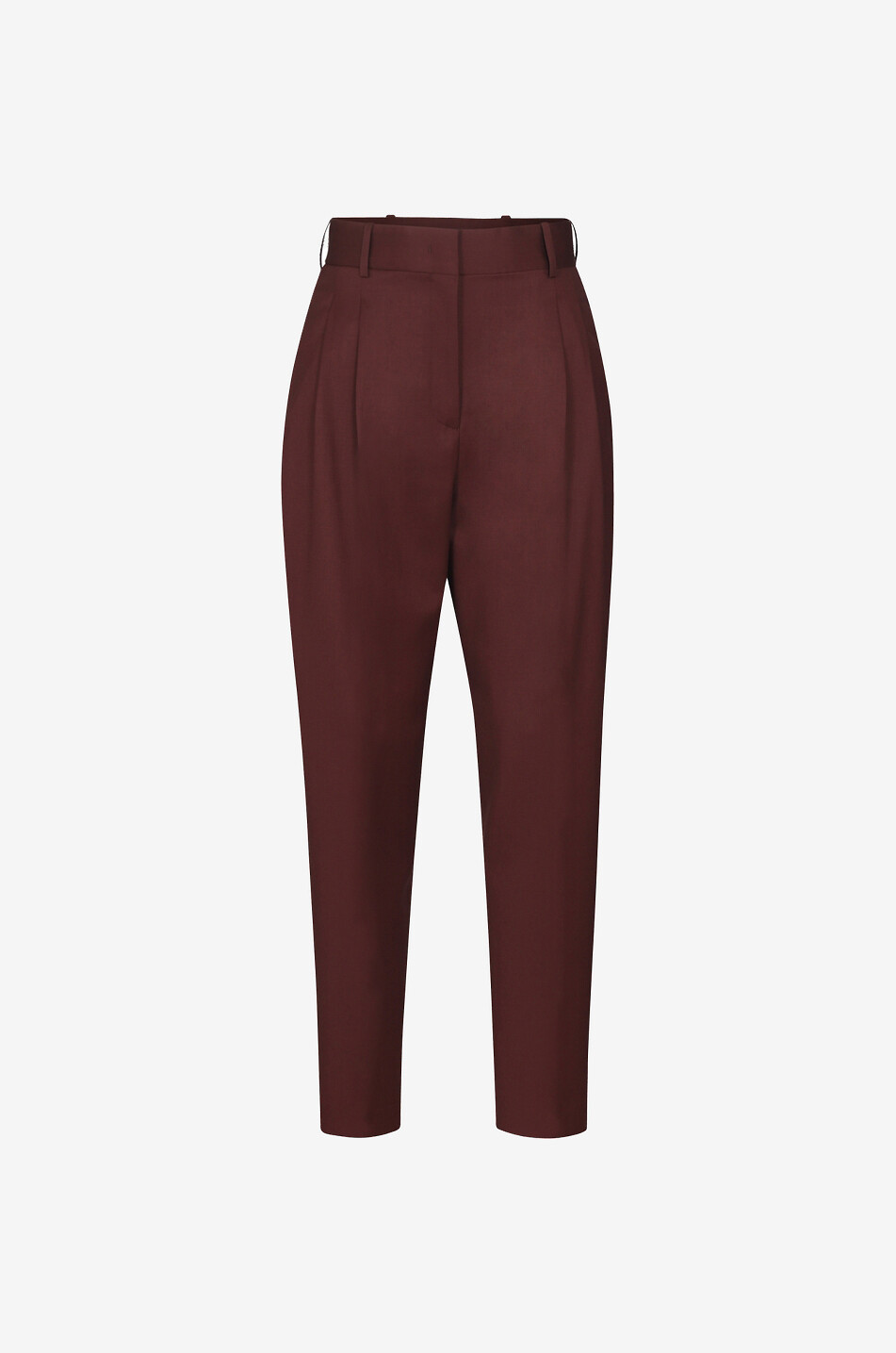 Cropped cool virgin wool twill carrot trousers