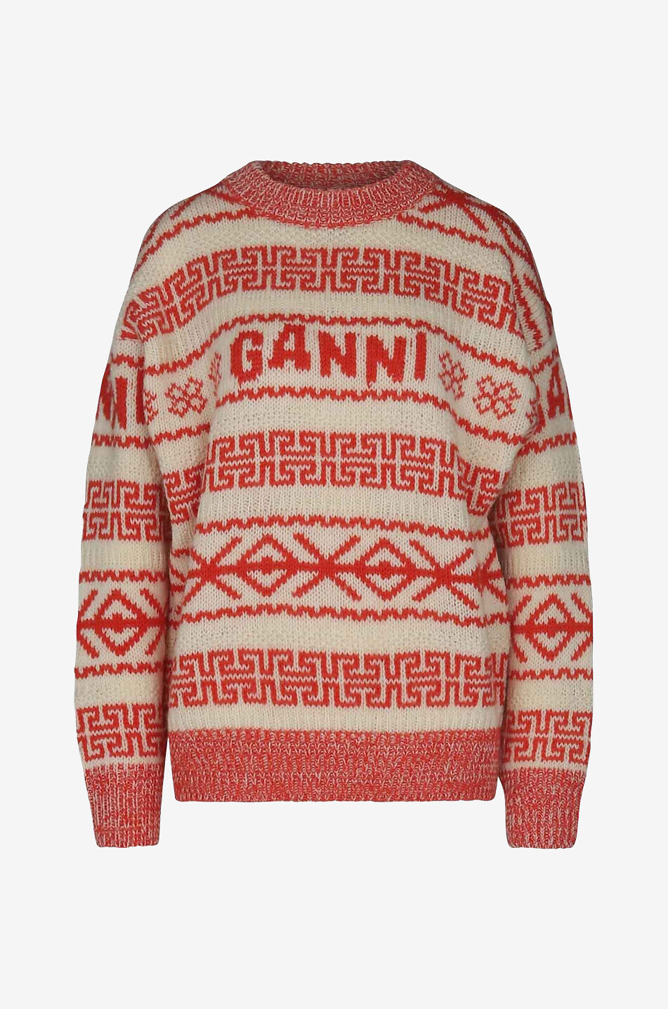GANNI Logo adorned oversize jacquard jumper Women RED 1