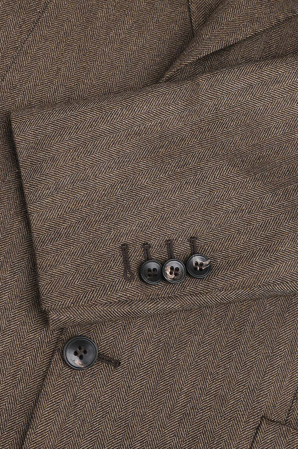 BONGÉNIE Einreihiger Blazer mit Fischgrägentmotiv Herren MITTELBRAUN 3