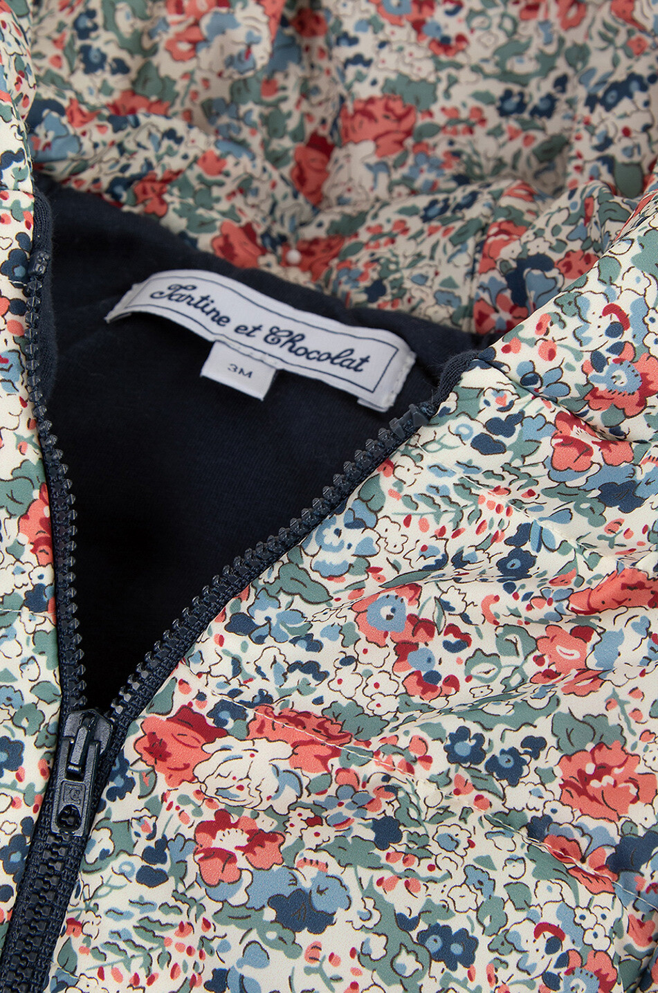TARTINE ET CHOCOLAT Liberty printed baby down jacket  DARK PINK 3