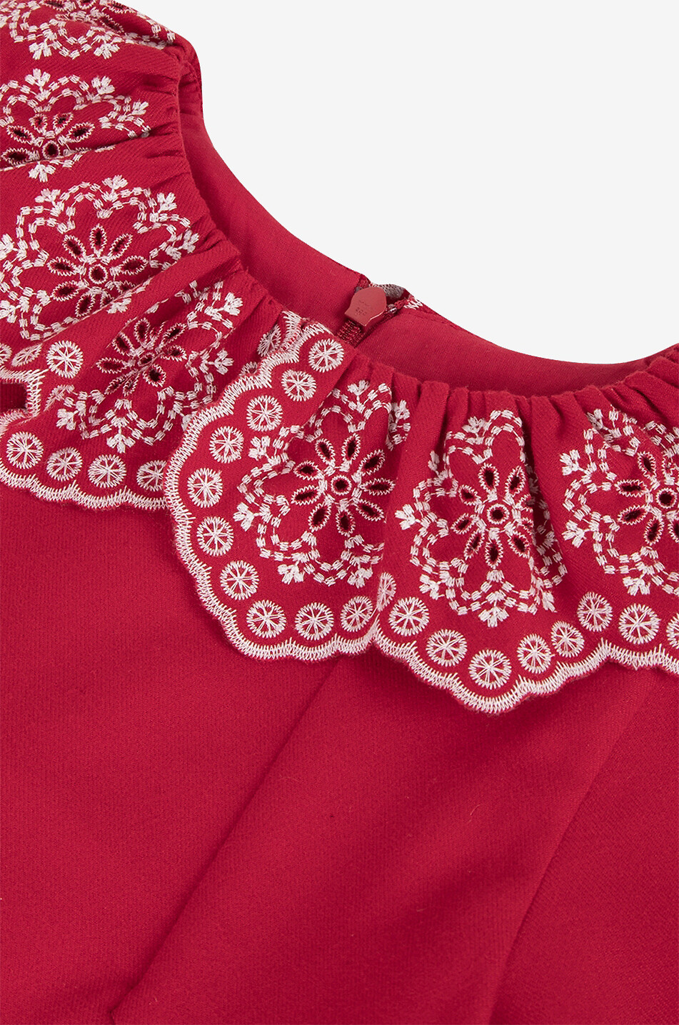 TARTINE ET CHOCOLAT Mädchen-Flanellkleid mit besticktem Kragen  ROT 3