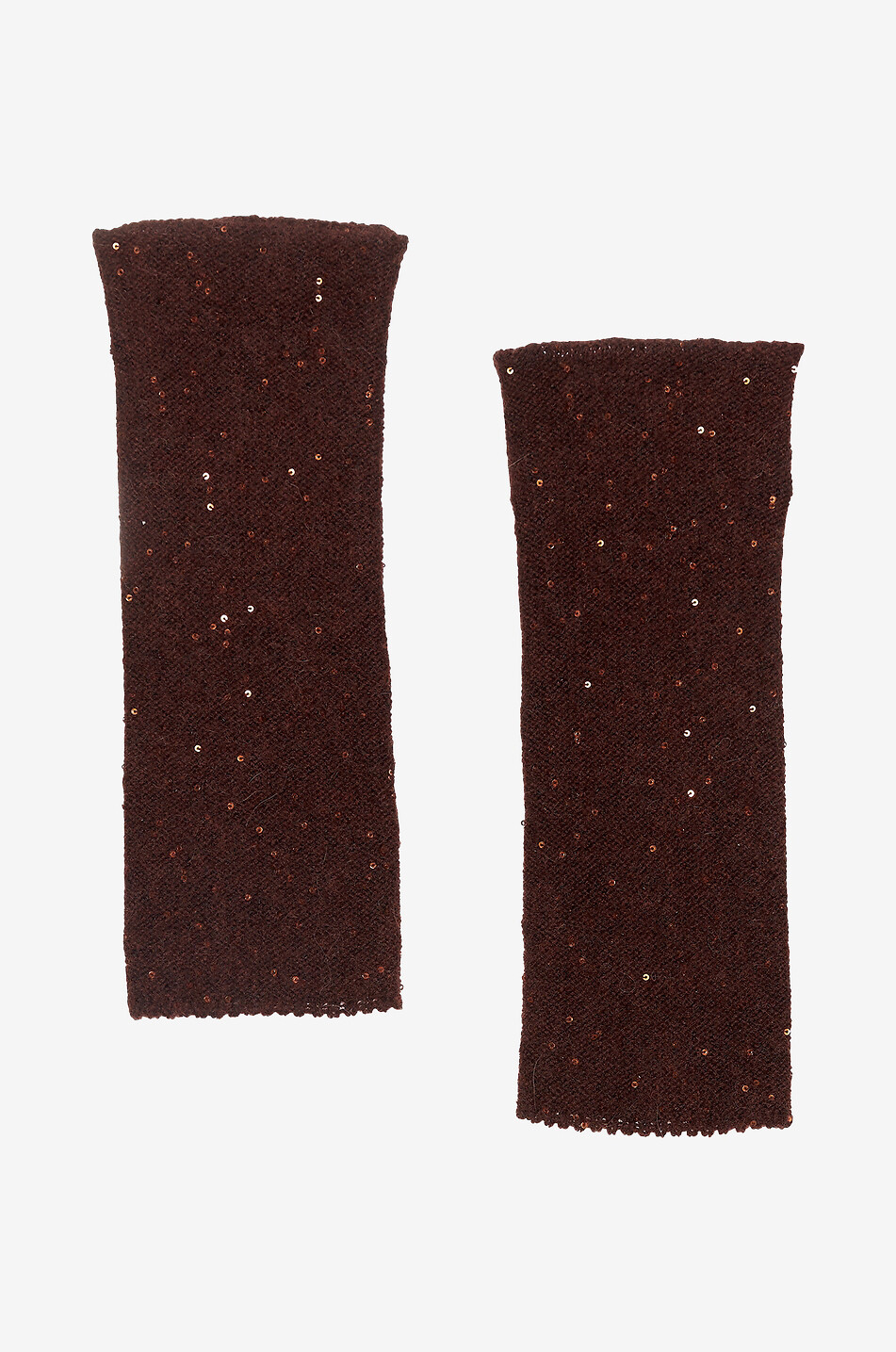 FABIANA FILIPPI Sequinned knit hand warmers Women MEDIUM BROWN 1