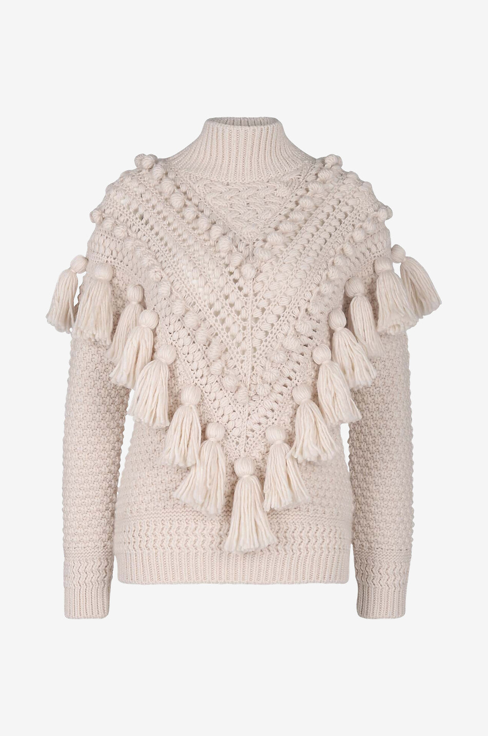 Kaleidoscope Crochet wool stand-up collar jumper