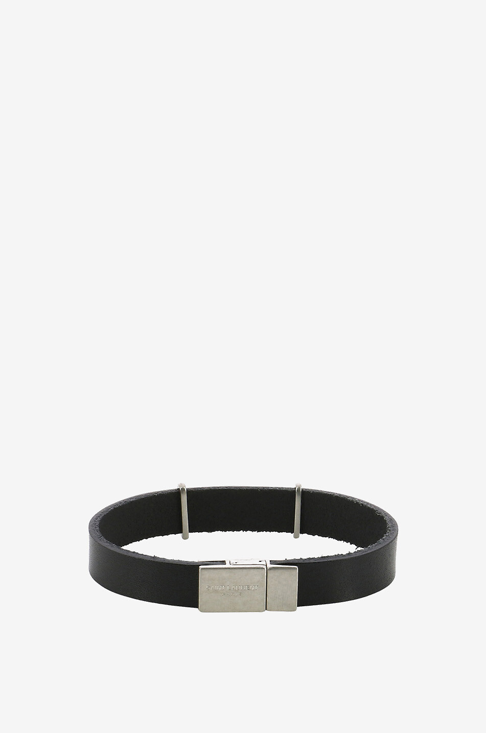SAINT LAURENT PARIS Bracelet en cuir lisse Opyum Femme NOIR 2