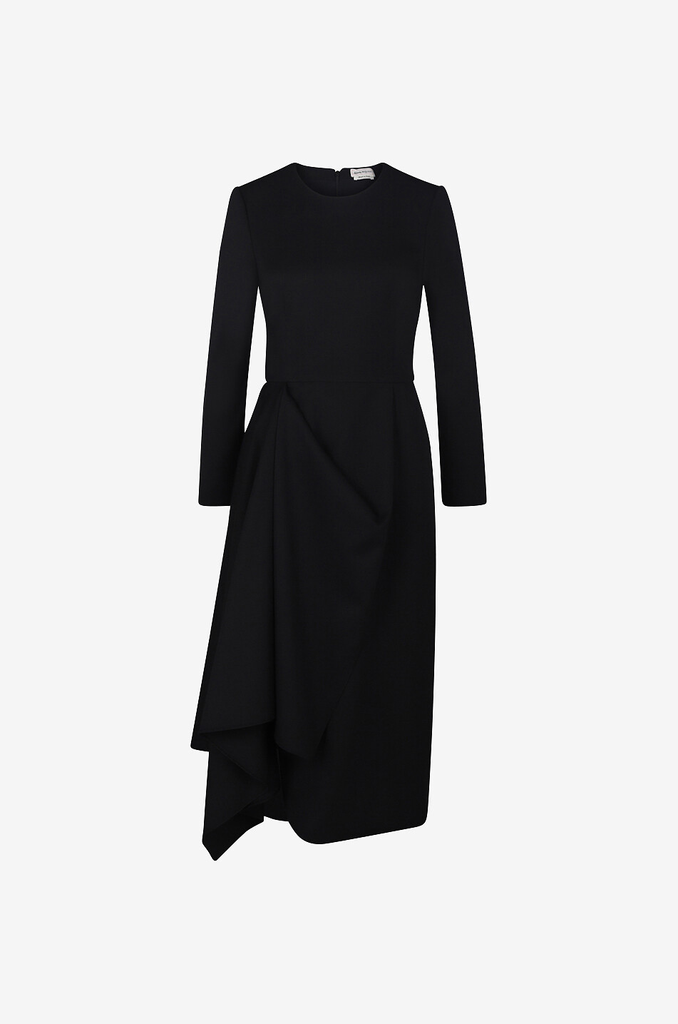 ALEXANDER McQUEEN Robe midi asymétrique en laine Draped Pen Femme NOIR 1