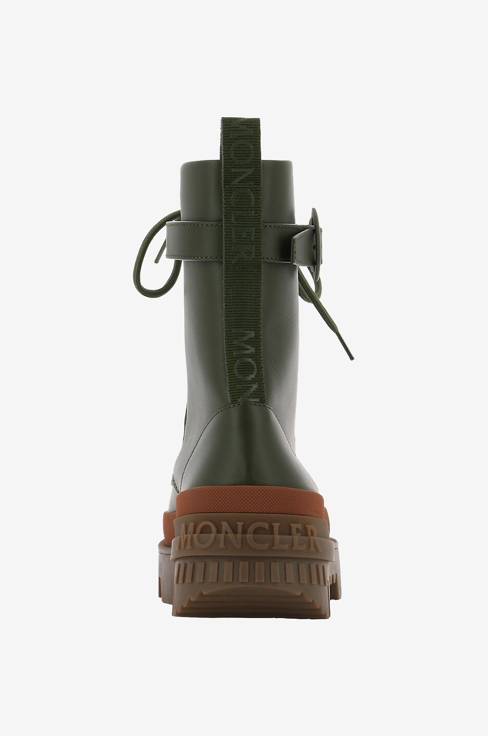 MONCLER Bottines à lacets en cuir à semelle crantée Carinne Femme KAKI 4