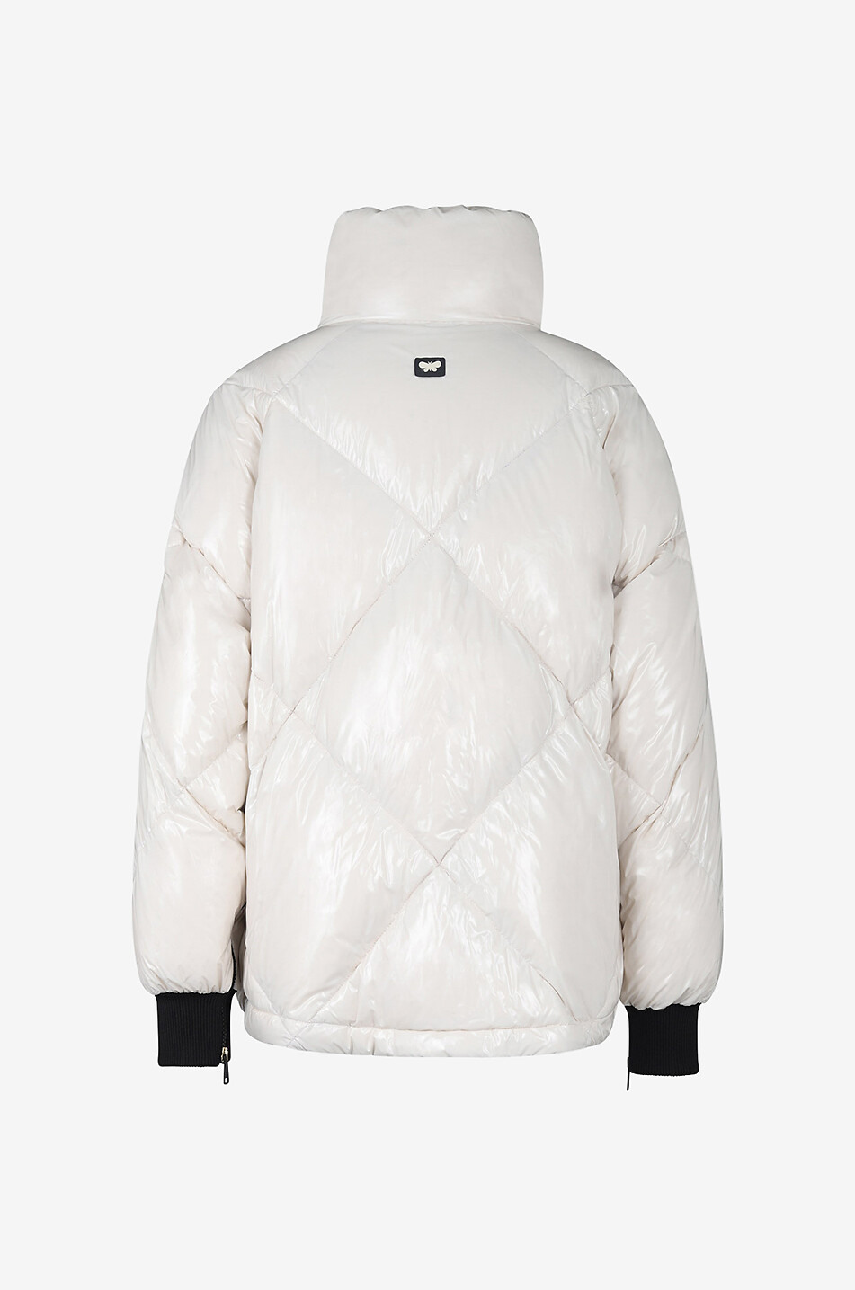 WEEKEND MAX MARA Kurze warme Daunenjacke aus glänzendem Nylon Ernesta Damen WEISS 2