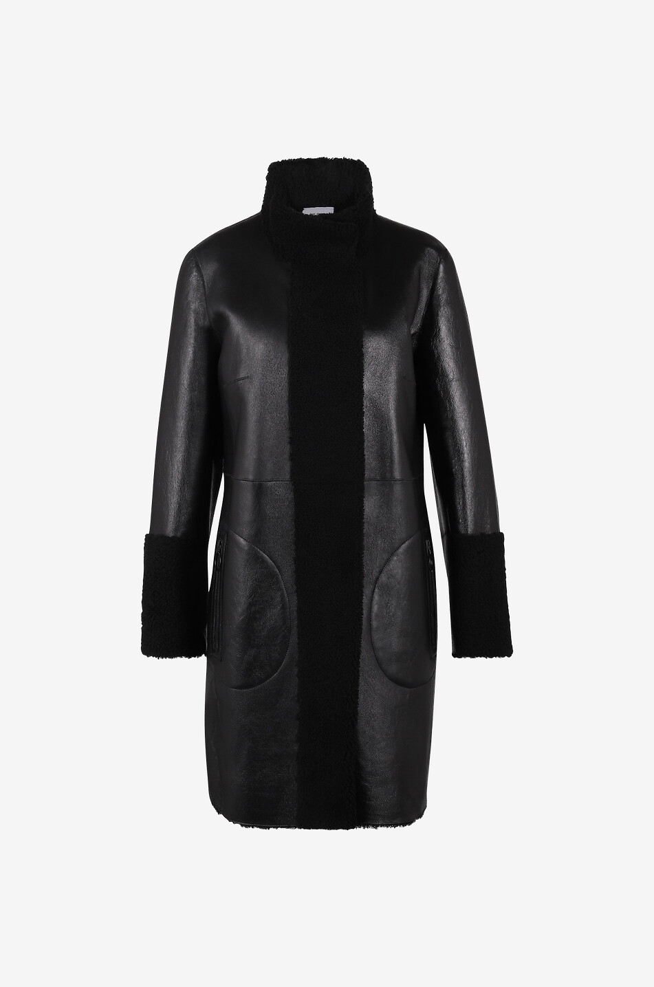 AKRIS PUNTO Manteau en cuir d'agneau Femme NOIR 1