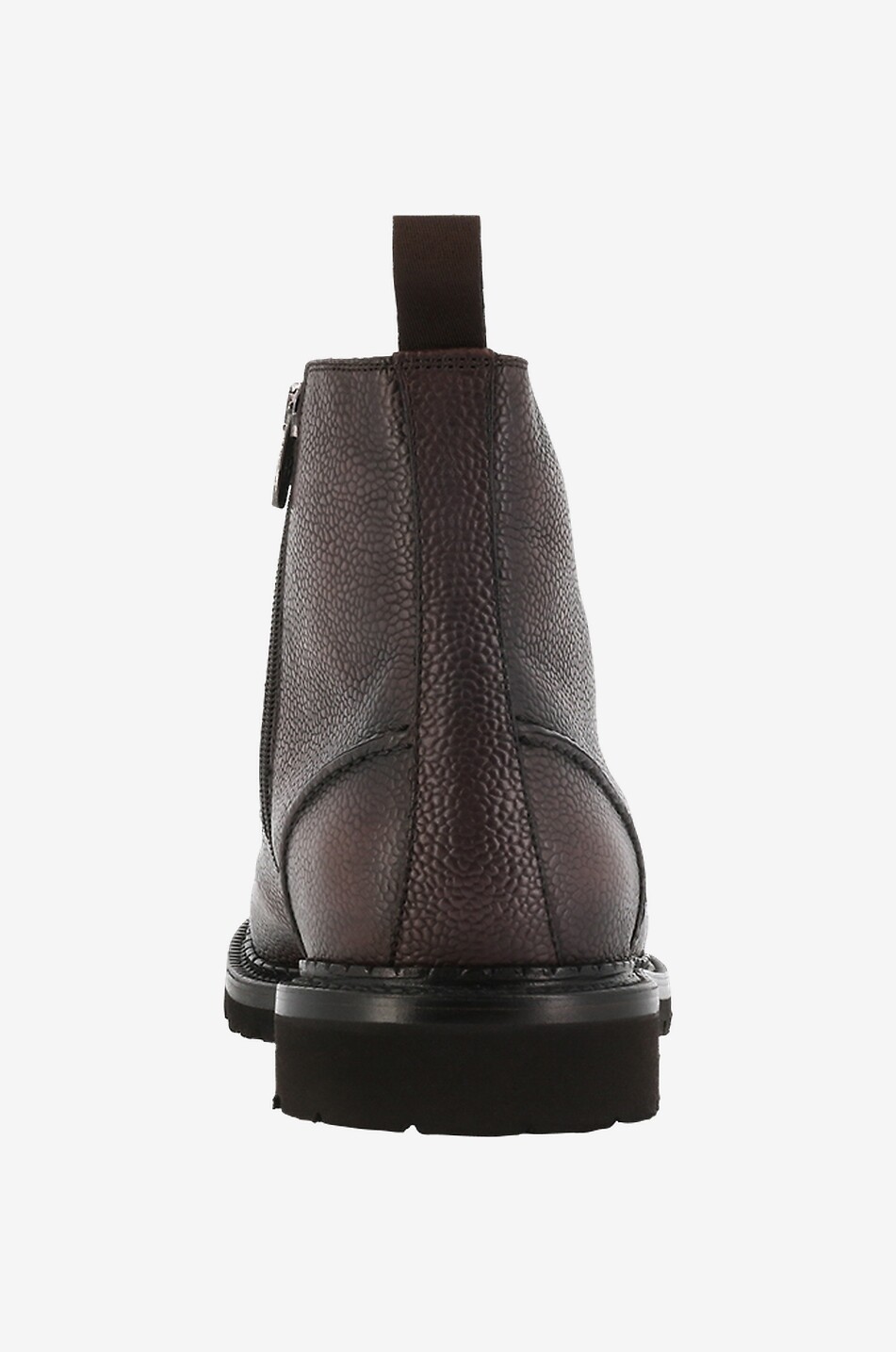 BARRETT Lined grained leather lace-up ankle boots Men DARK BROWN 4