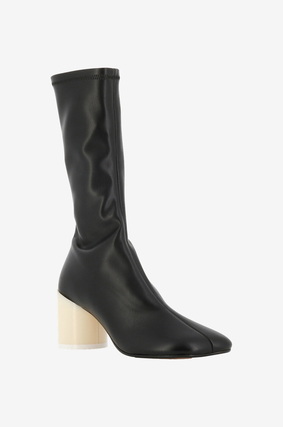Faux leather heeled boots