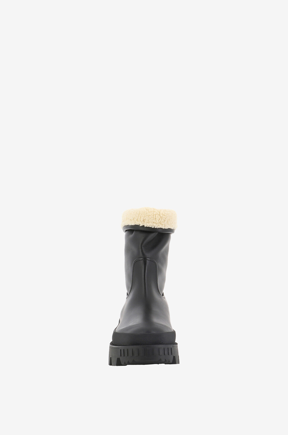 MONCLER Moscova faux fur trimmed leather ankle boots Women BLACK 2