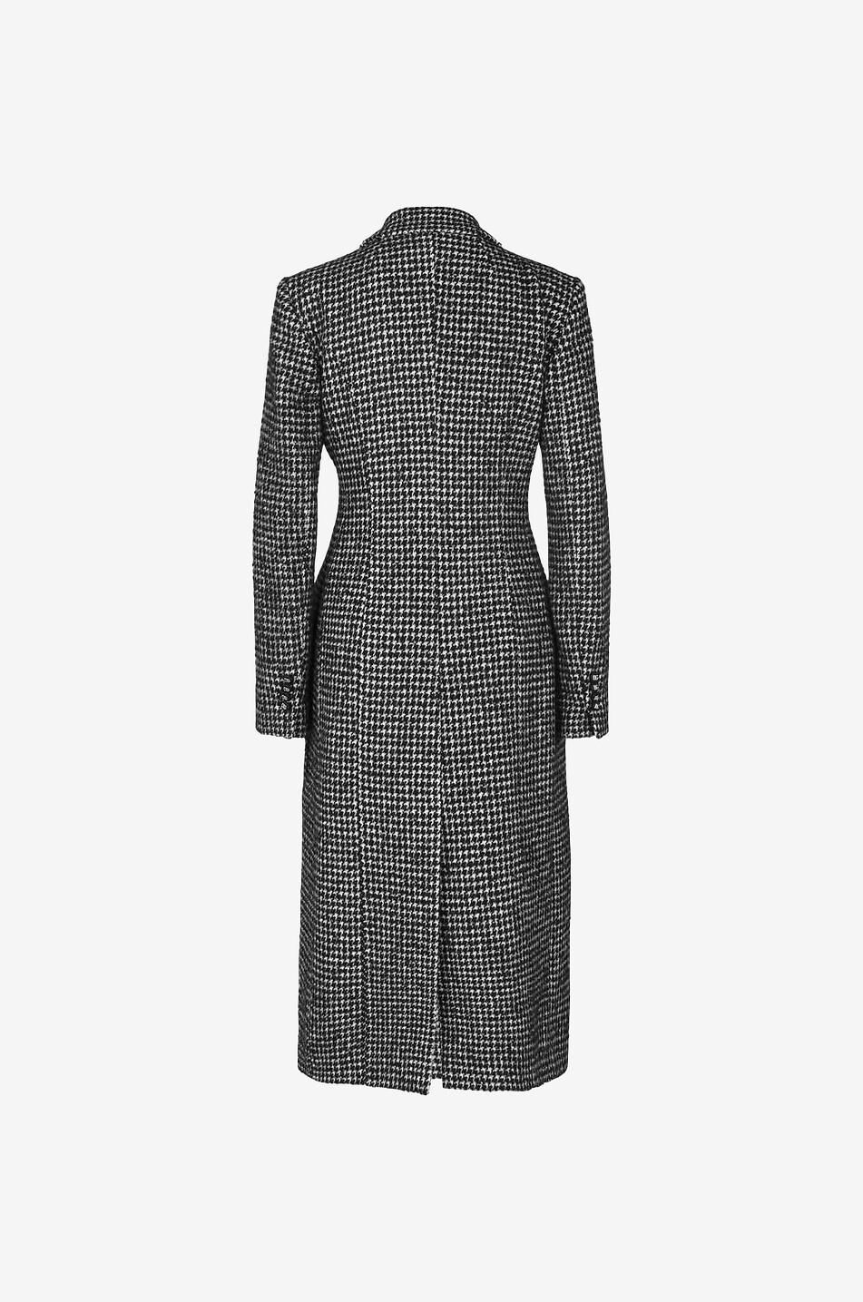 Houndstooth check double-breasted cinched coat