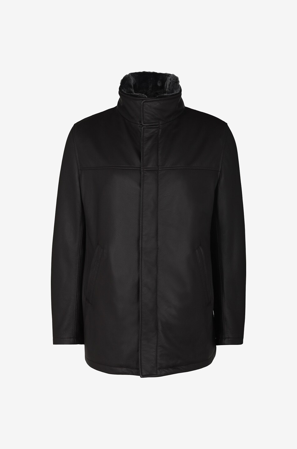 Jacke aus Hirschleder mit Schafsfell-Stehkragen