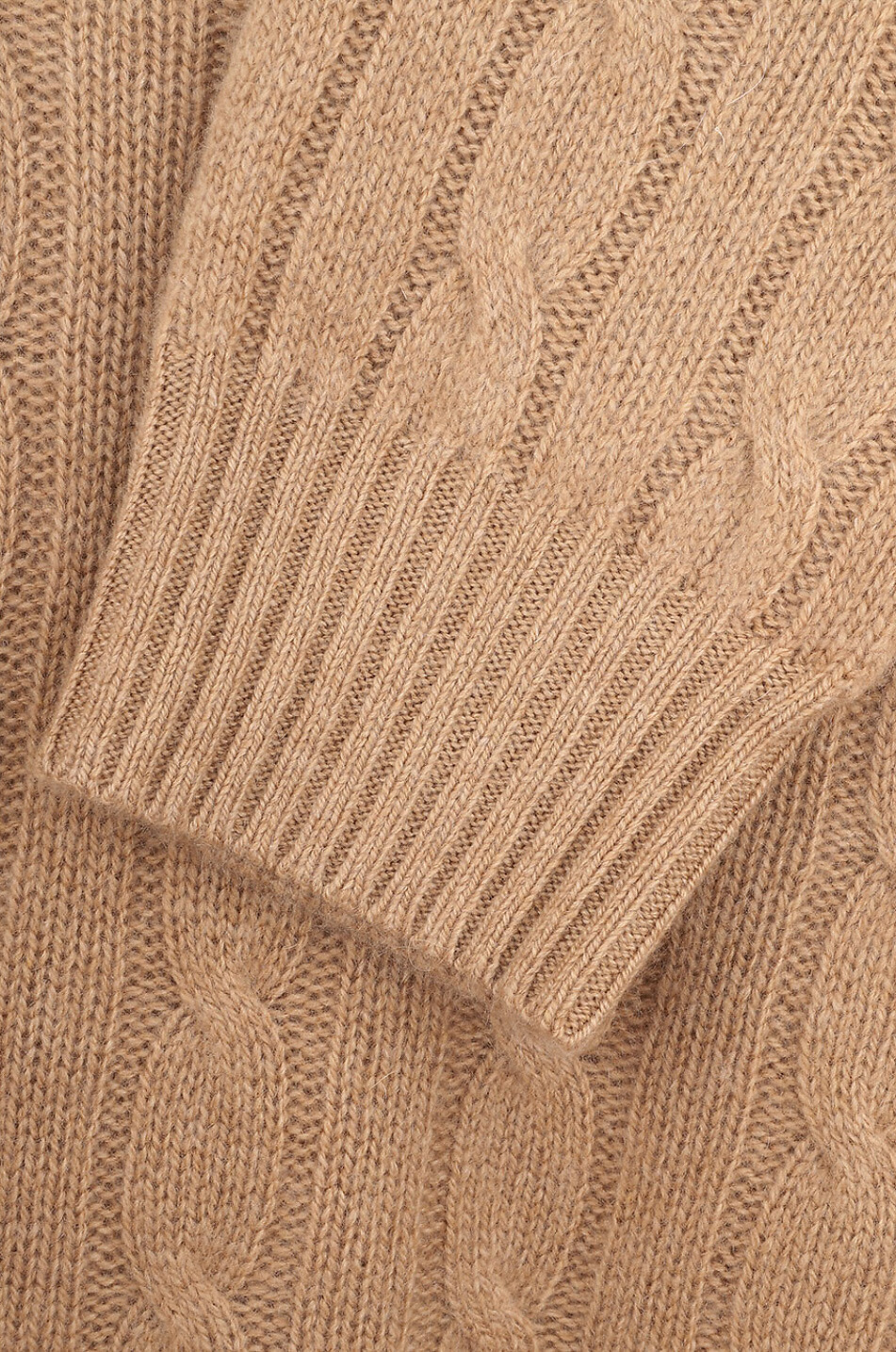 POLO RALPH LAUREN Pull en maille torsadée de cachemire à col rond Homme CAMEL 3