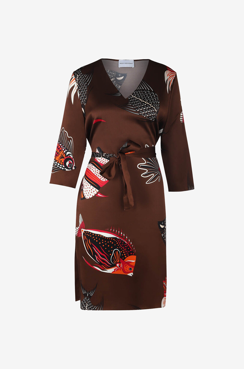 HERZEN'S ANGELEGENHE Fish printed satin mini dress Women MULTI COLOURED 1