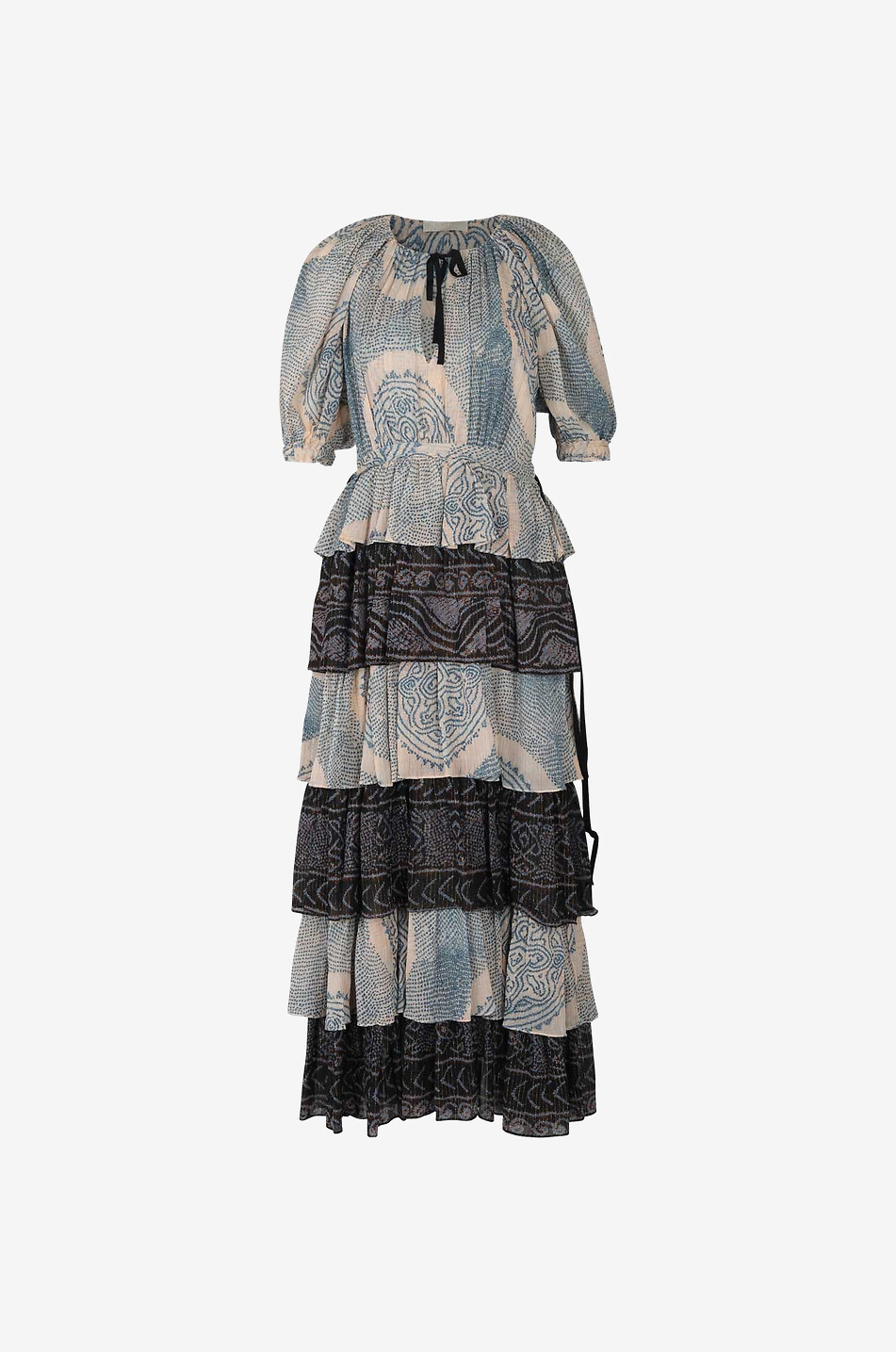 ULLA JOHNSON Emi Moonstone long cotton voile and Lurex dress Women GREY 1