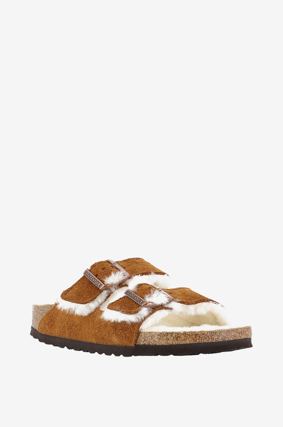 BIRKENSTOCK Sandales en daim et fourrure Arizona Femme CAMEL 1