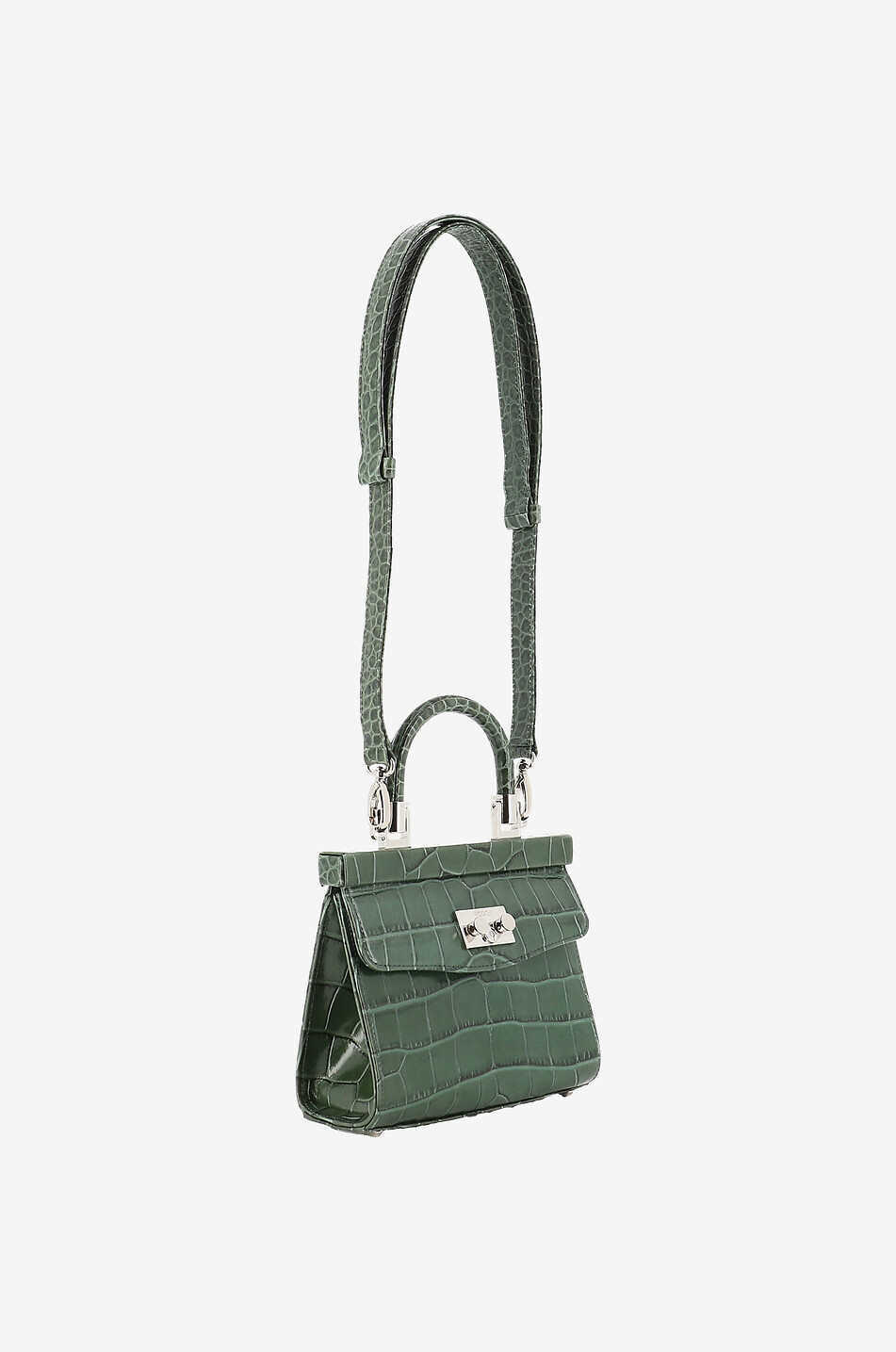 RODO Mini-Lederhandtasche in Kroko-Optik Paris Damen DUNKELGRÜN 2