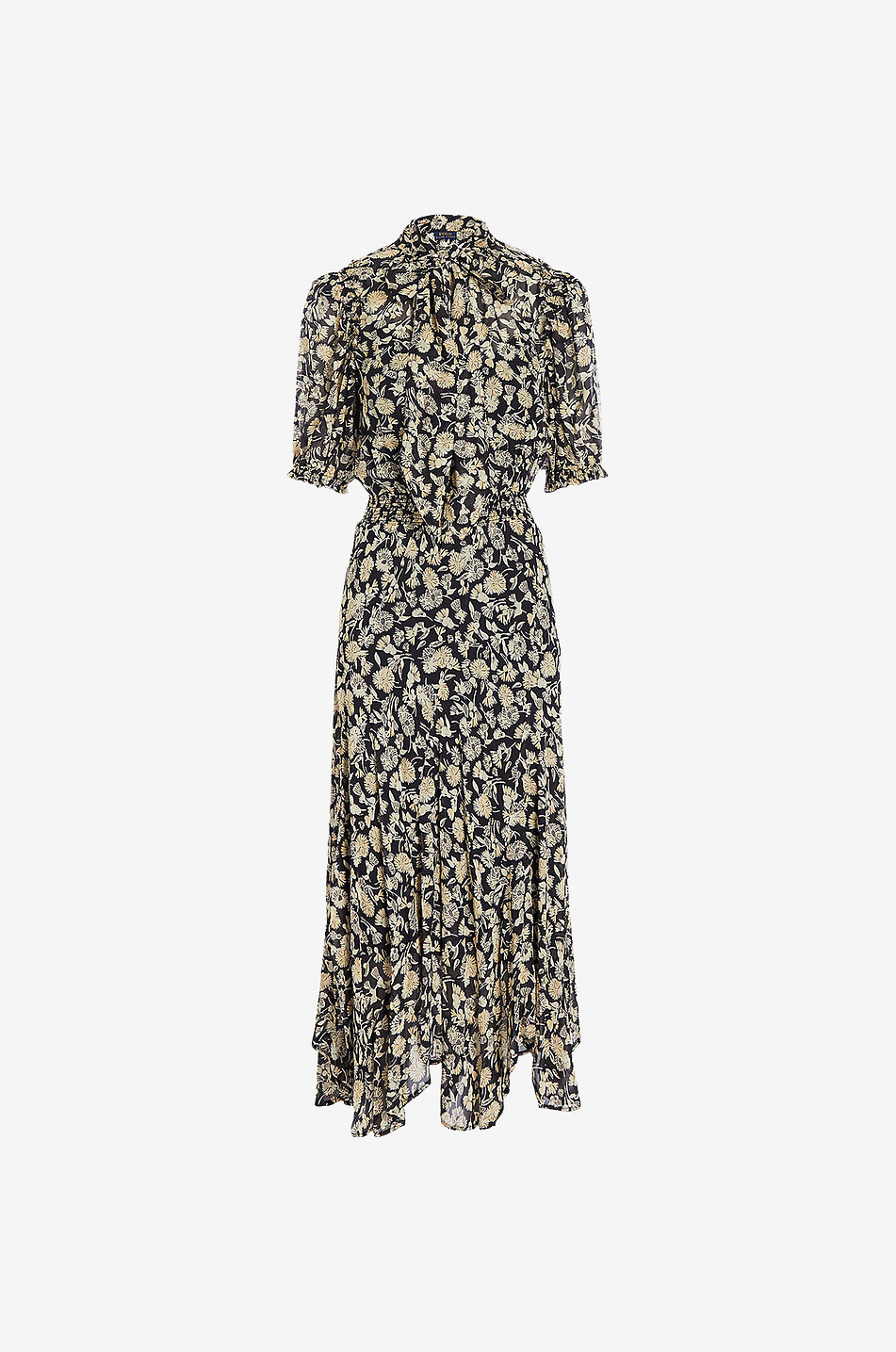 Floral georgette tie-neck maxidress