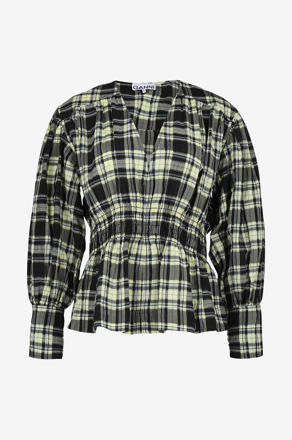 Blouse à basque en seersucker rayée