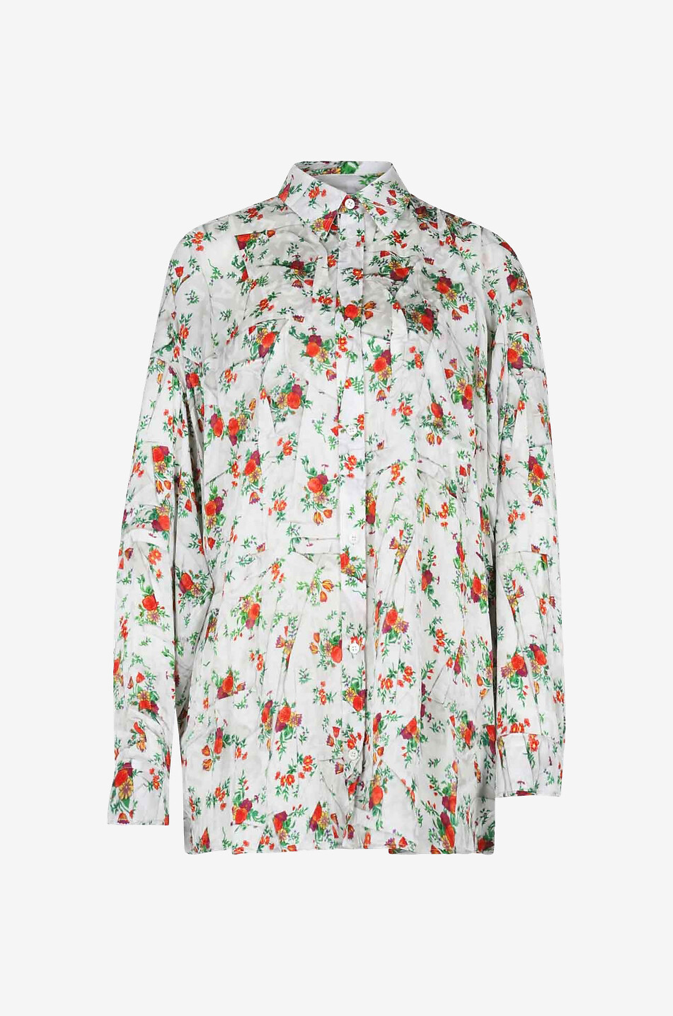 Cocoon oversize floral silk shirt - BALENCIAGA - MULTI COLOURED 