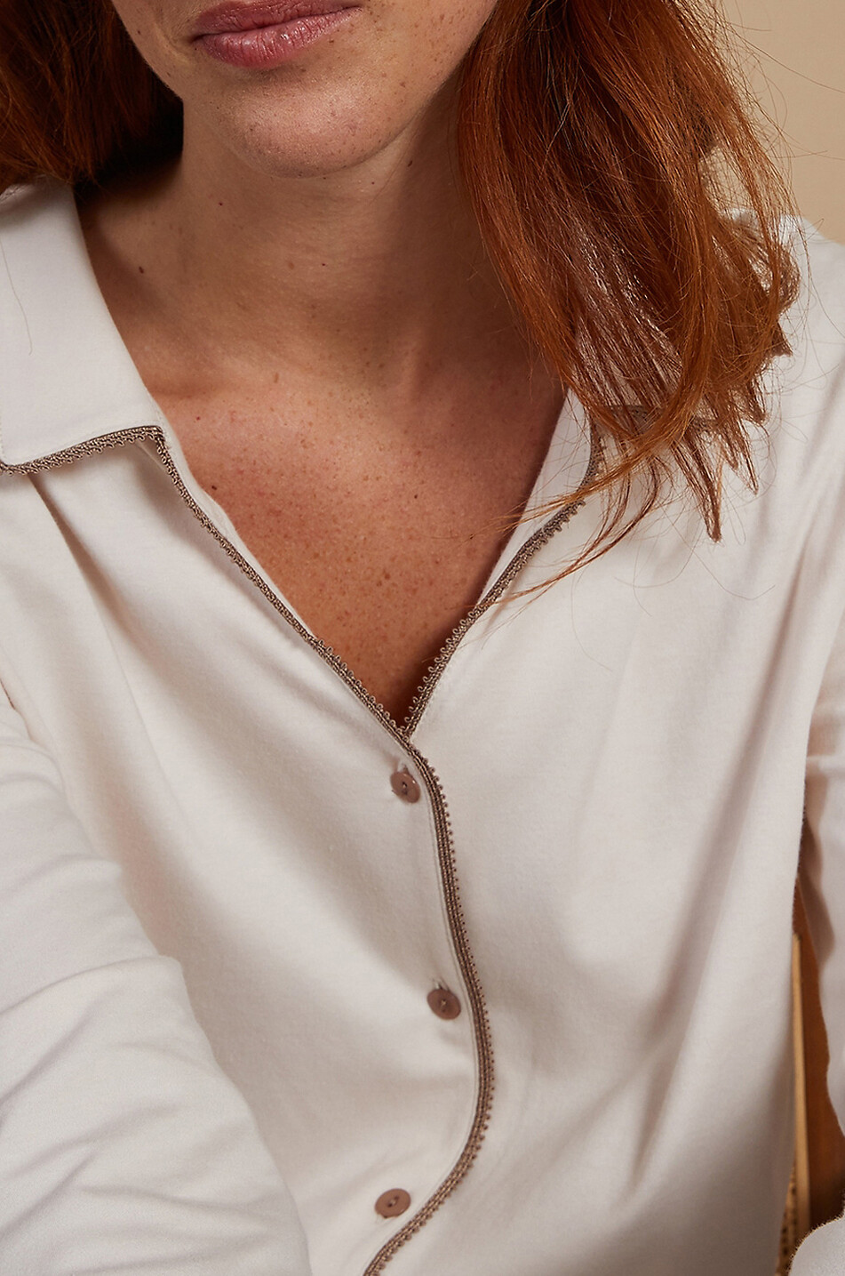 LAURENCE TAVERNIER Vibration short button-down night shirt Women EGGSHELL 5