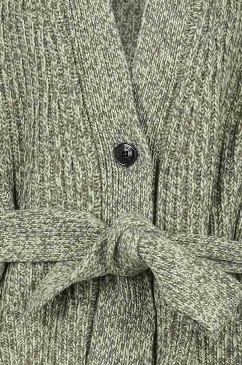 Cardigan côtelé chiné à col V et ceinture