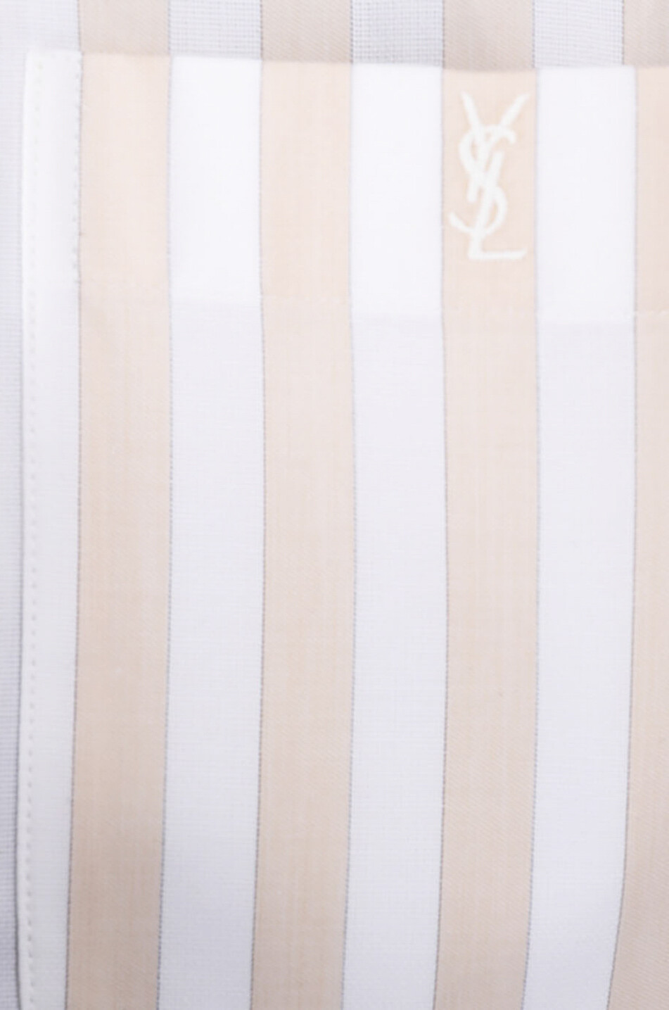 SAINT LAURENT PARIS Chemise rayée en coton bio Monogram Femme BLANC CASSE 3