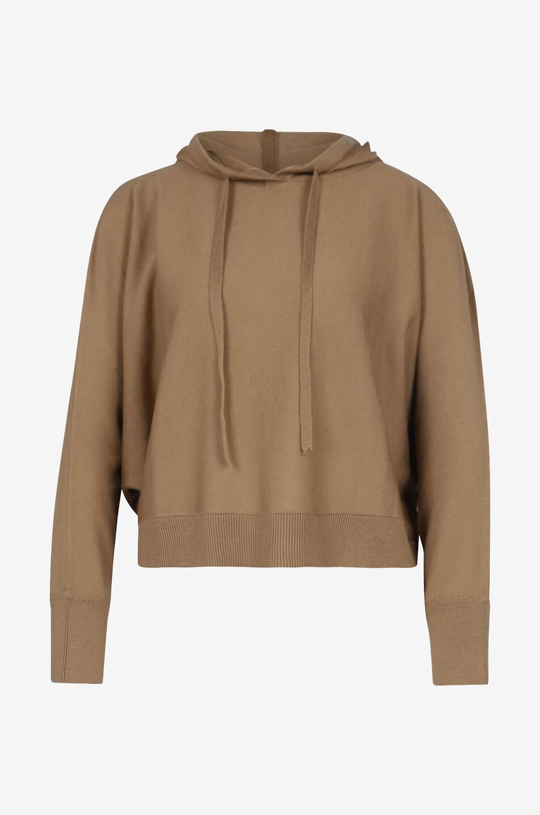 HANA SAN Pull à capuche en laine mérinos Stuart Femme CAMEL 1
