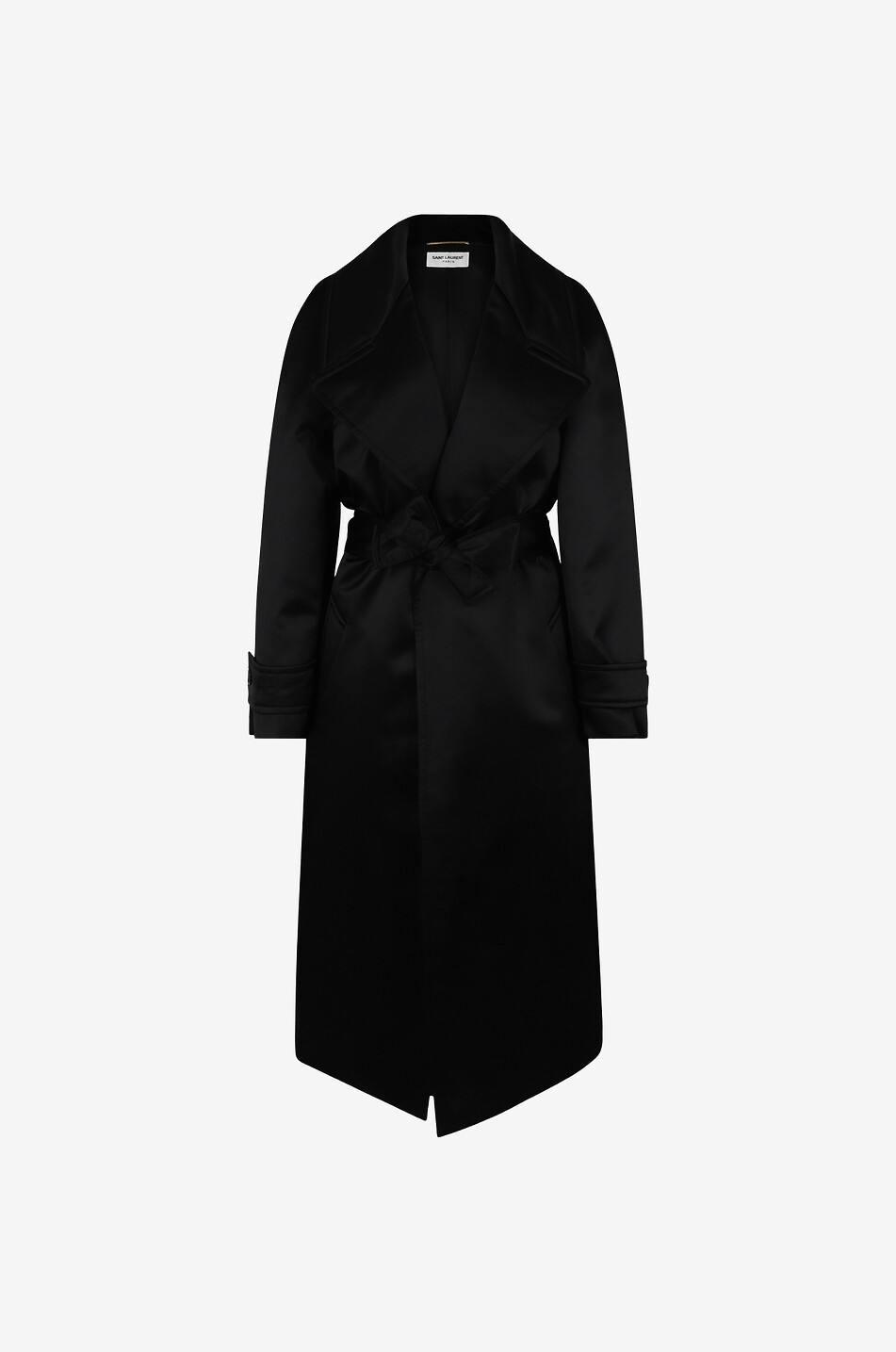 Belted padded satin coat