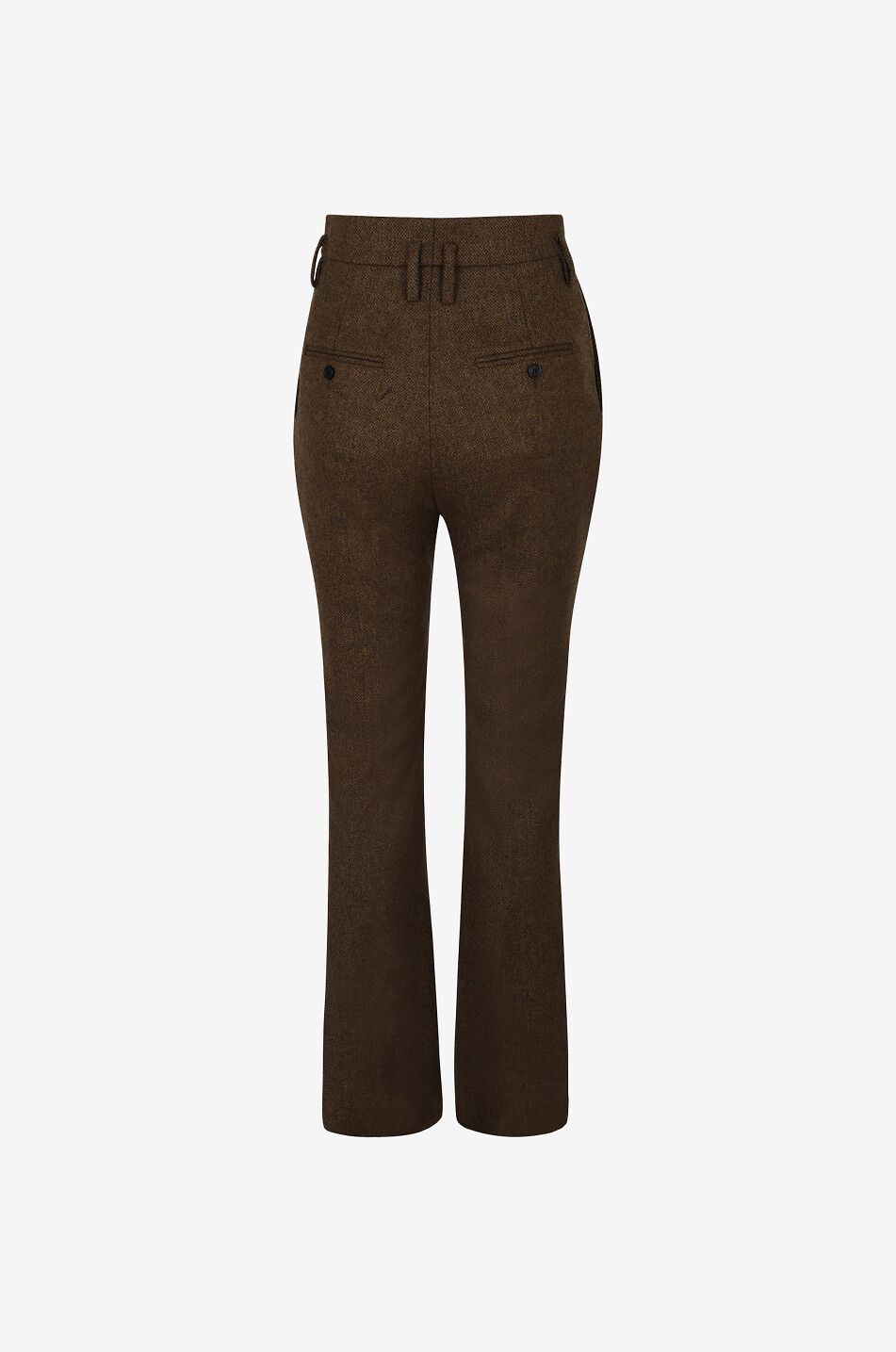 SAINT LAURENT PARIS Pantalon droit taille haute en tweed motif chevrons Femme Beige Foncé 2